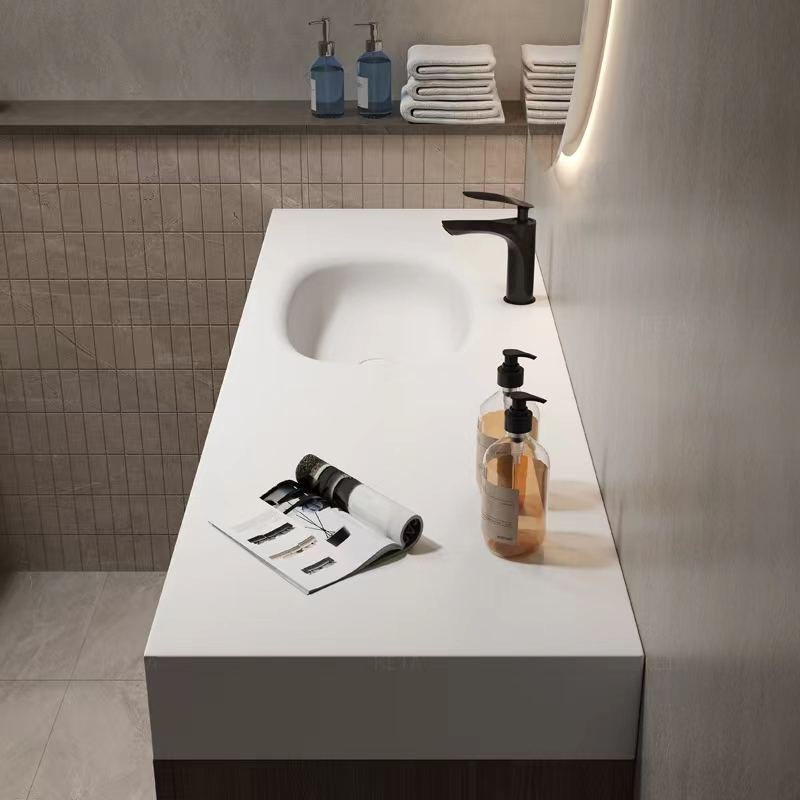 High-end Pebble Polished Quartz Vanity Top for Vessel Sinks