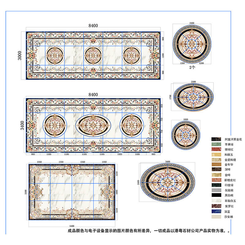 Luxury Hotel Lobby Waterjet Marble Medallion Square Marble Inlay Medallion Floor Tiles for Villa