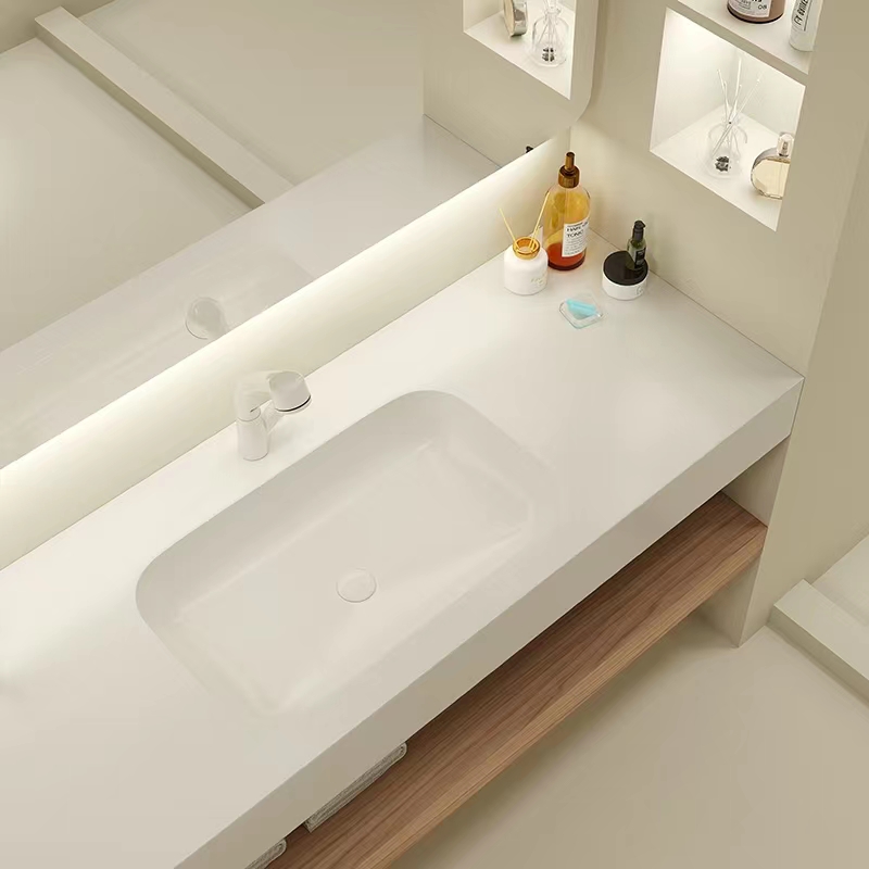 Pebble Solid Surface Quartz Vanity Top for Vessel Sinks