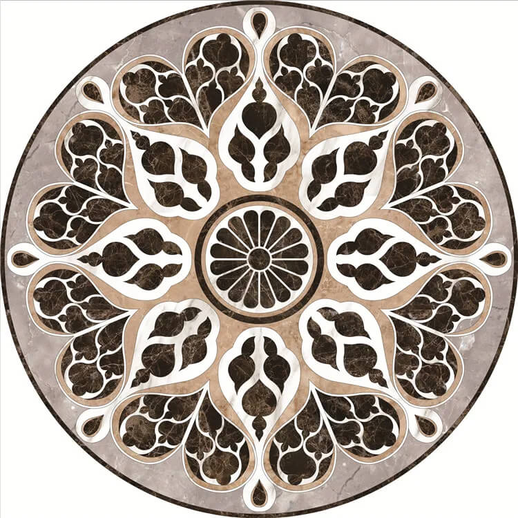 Interior Decorator Flower Pattern Marble Waterjet Medallion Floor Inlay