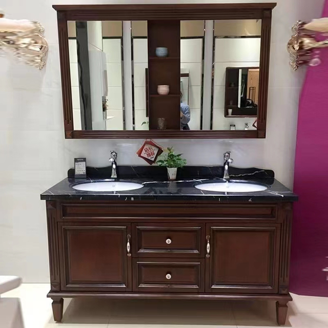 solid wood double sink Granite Vanity Top Natural Stone