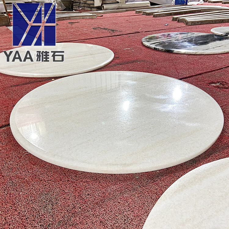 Modern Light Luxury White Stitching Natural Marble Round Dining Table