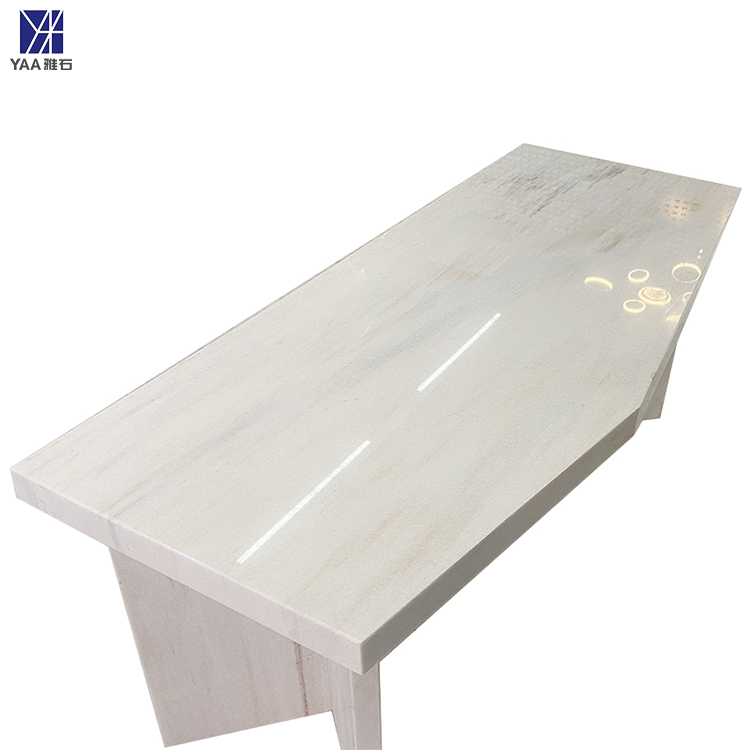 White Natural Marble Modern Integrated Kitchen Dining Table