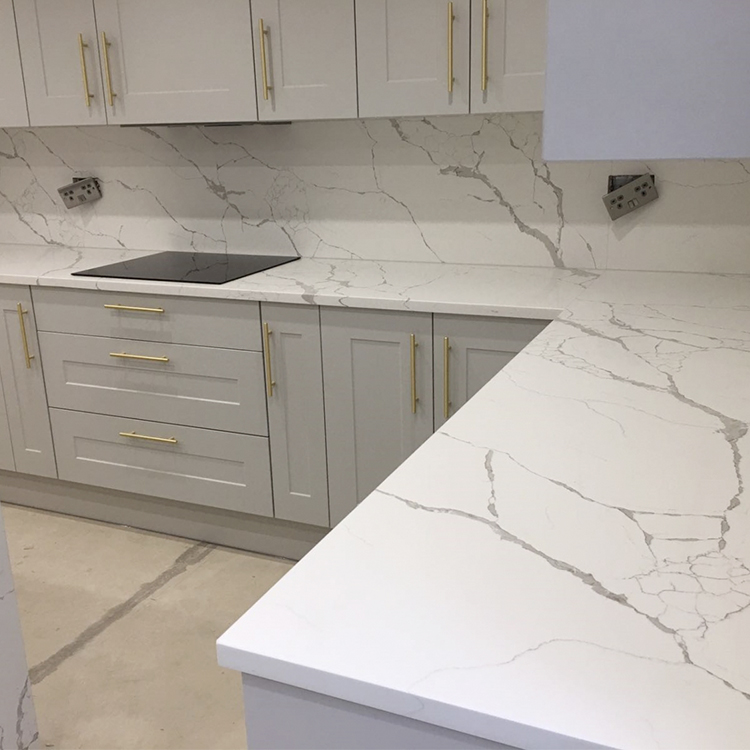 Customized Solid Surface Design Faux Quartz Kitchen Countertop