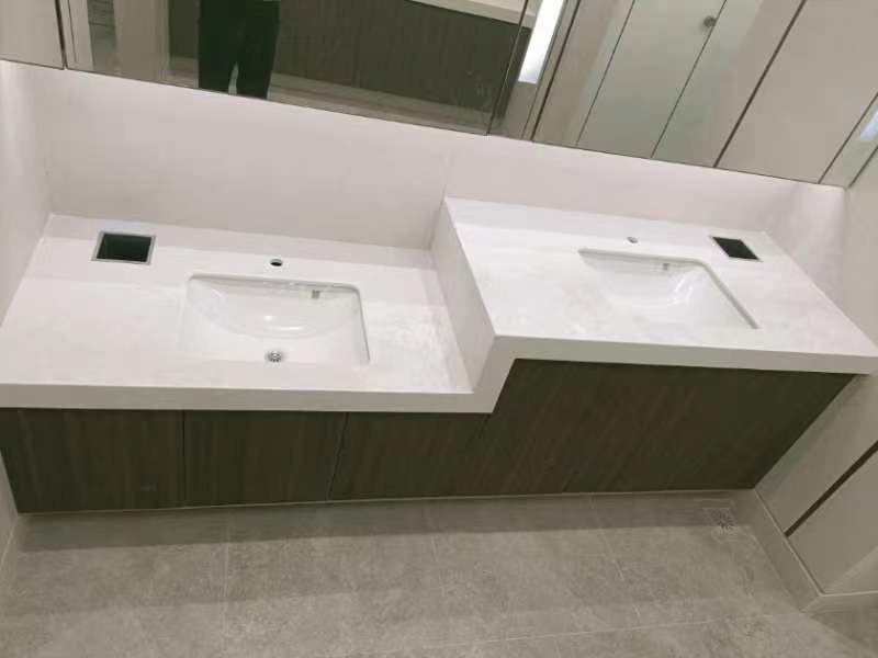 wood double sink Quartz Vanity Top for bathroom